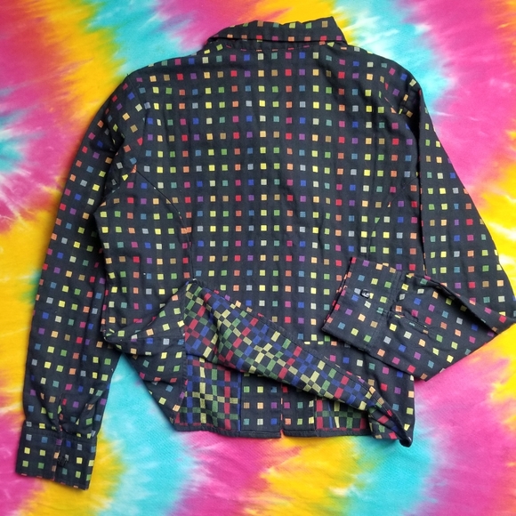 VINTAGE BUTTON UP GEOMETRIC XL PLUS PATTERN RETRO - Picture 5 of 5